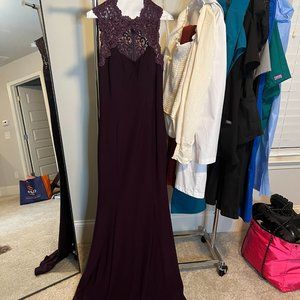 Purple Gown With Lace Chest Design